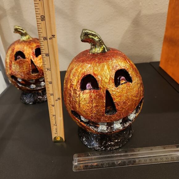 CRACKER BARREL MASQUERADE PARTY Light Up Halloween Jack O Lanterns FLAWED - Picture 12 of 16